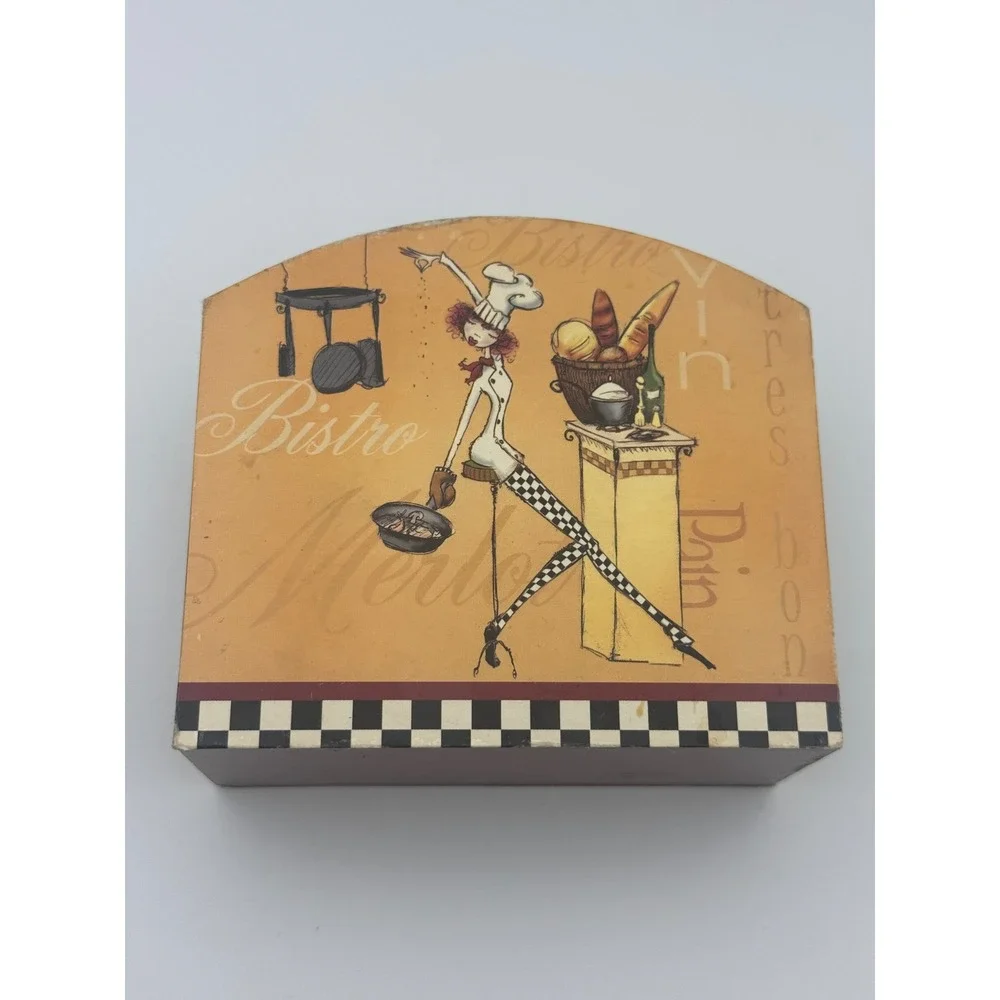 Sassy Chef III Napkin‎ Holder Wooden Countertop Salt Bae Female